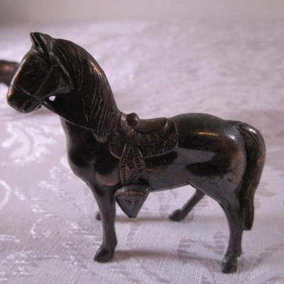 3 bronze horse figurines