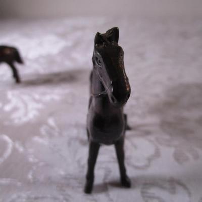 3 bronze horse figurines