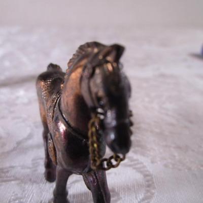 3 bronze horse figurines