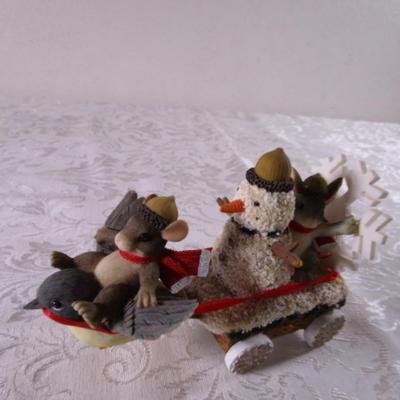Ceramic decorative wheeled sleigh