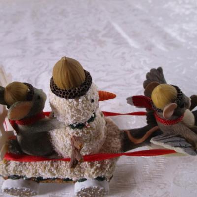 Ceramic decorative wheeled sleigh