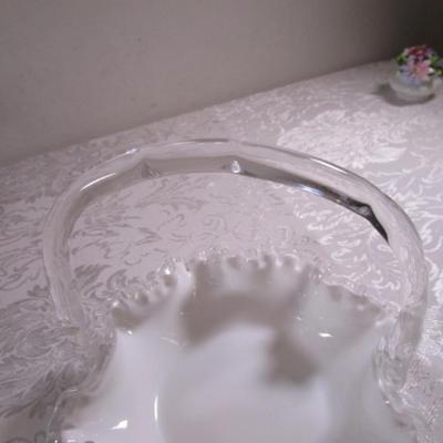 Vintage Fenton white milk glass basket