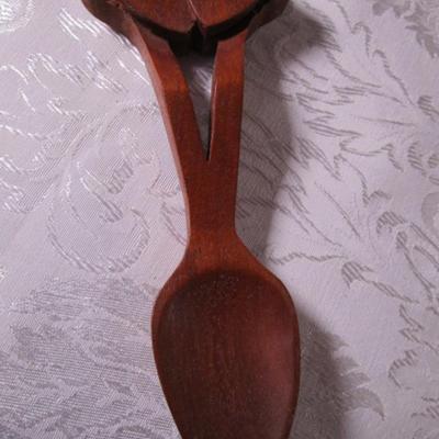 Hand-carved wood Welsh decorative spoon