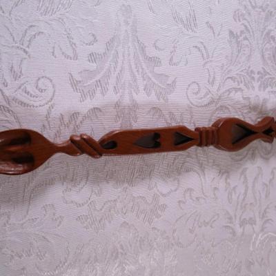 Hand-carved wood Welsh decorative spoon