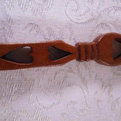 Hand-carved wood Welsh decorative spoon