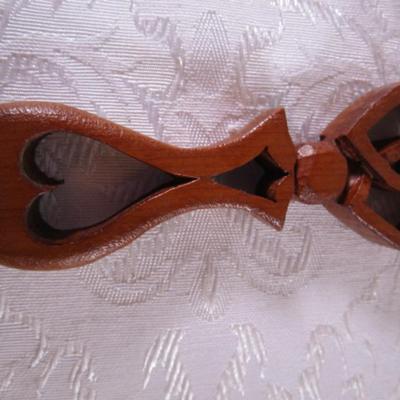 Hand-carved wood Welsh decorative spoon