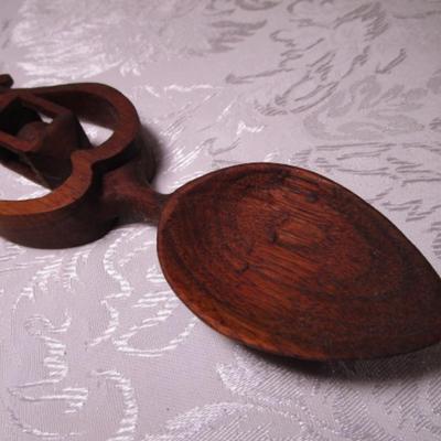 Hand-carved wood Welsh decorative spoon