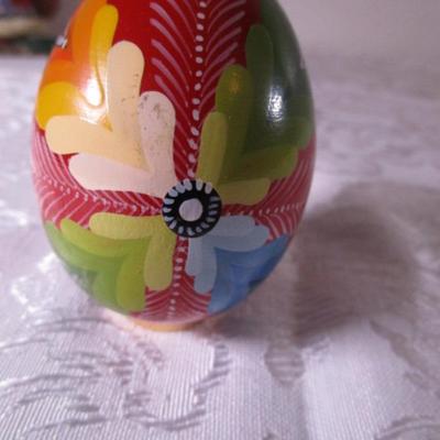 Polish eagle art wooden egg with ring stand