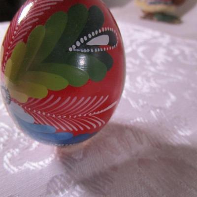 Polish eagle art wooden egg with ring stand