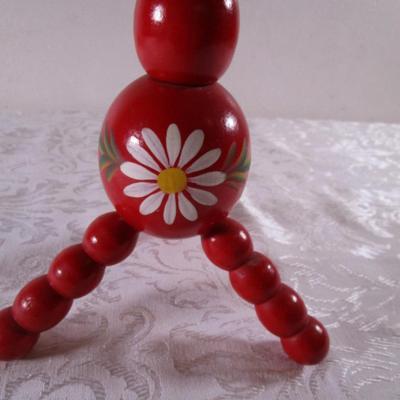 Vintage Swedish wooden ball candleabra candle holder