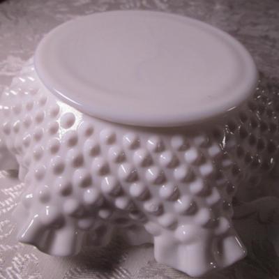 White milk glass ruffled dish
