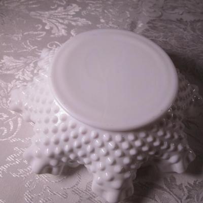 White milk glass ruffled dish