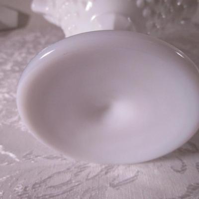 Vintage Hobnail milk glass compote