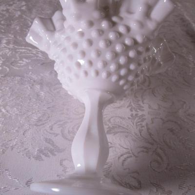 Vintage Hobnail milk glass compote
