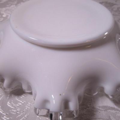 Vintage clear crest ruffled edge bowl/candy disk