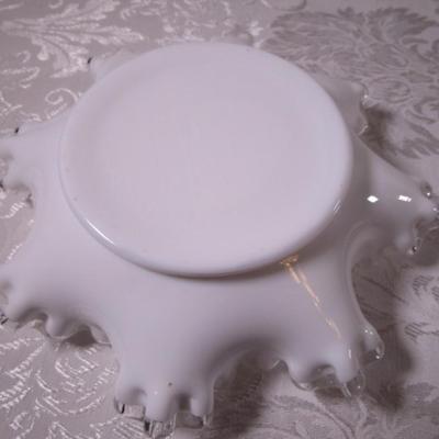 Vintage clear crest ruffled edge bowl/candy disk