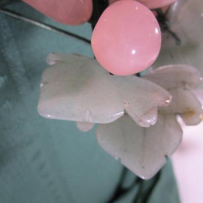 Sale Photo Thumbnail #478: Genuine Rose Quartz with carved jade leaves