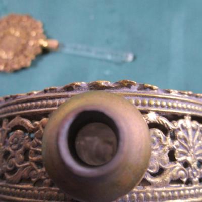 Vintage ornate 1950s floral design stemmed perfume bottle