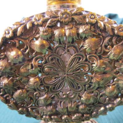 Vintage ornate 1950s floral design stemmed perfume bottle