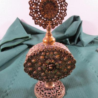 Vintage ornate 1950s floral design stemmed perfume bottle