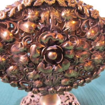 Vintage ornate 1950s floral design stemmed perfume bottle