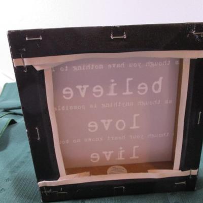 Saying on canvas, picture frame, wood plaque