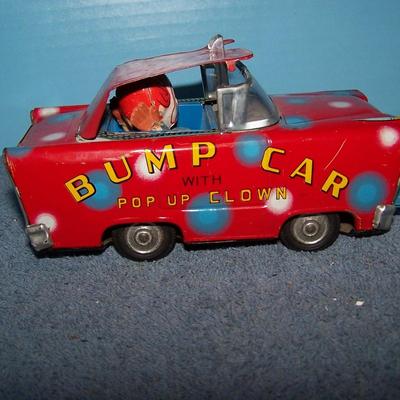 LOT 156 FAB VINTAGE TIN LITHO BUMP CLOWN CAR FRICTION JAPAN