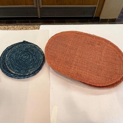 K1045 Lot of Mid Century Trivets, Placemats, Pottery Bowls and more