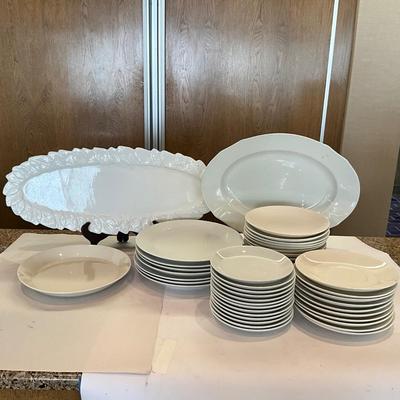 K1046 Large Lot of White Porcelain Crate & Barrel , IKEA Dishes