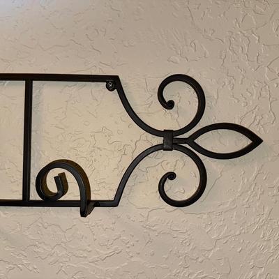 IRON WALL HUNG COAT RACK AND MIRROR PLUS A SIGN