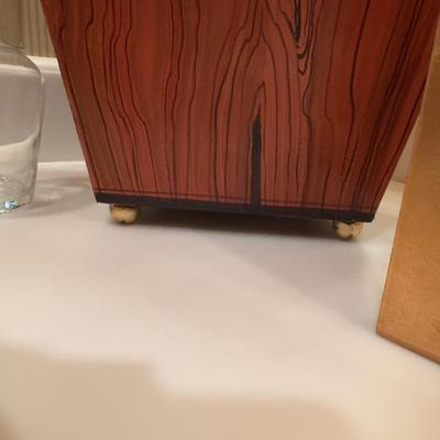 GH1052 Handpainted Waste Can with Gold Gilt Tissue Box , Bedside Carafe and Glass