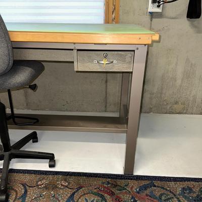 DRAFTING TABLE AND CHAIR WITH LOCKING DRAWERS & EXTRAS
