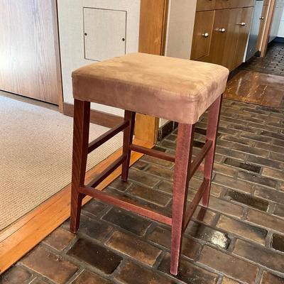 K1057 Set of 3 Upholstered Mahogany Backless Stools