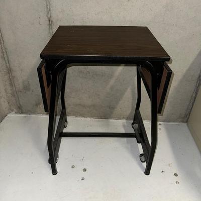 DROP LEAF TYPEWRITER TABLE WITH CALCULATOR AND PAPER CUTTER