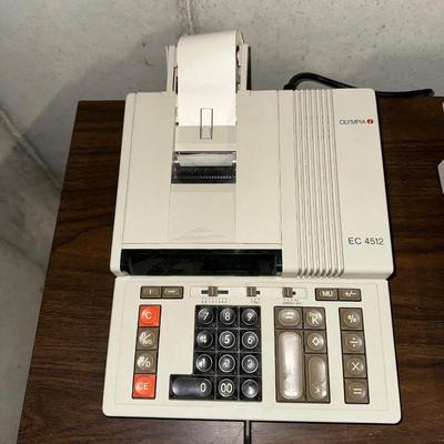 DROP LEAF TYPEWRITER TABLE WITH CALCULATOR AND PAPER CUTTER