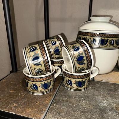 MIKASA CANISTER SET AND COFFEE MUGS