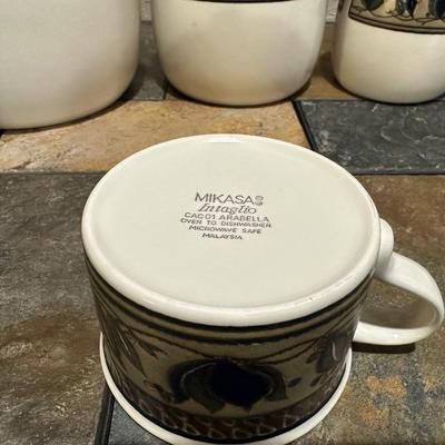 MIKASA CANISTER SET AND COFFEE MUGS