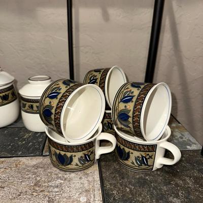MIKASA CANISTER SET AND COFFEE MUGS