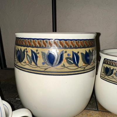 MIKASA CANISTER SET AND COFFEE MUGS