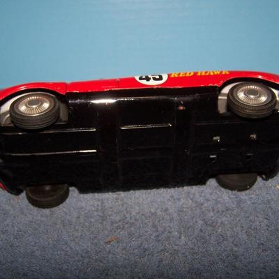 LOT 180 GREAT VINTAGE TIN LITHO RED HAWK RACE CAR FRICTION YONEZOWA/JAPAN