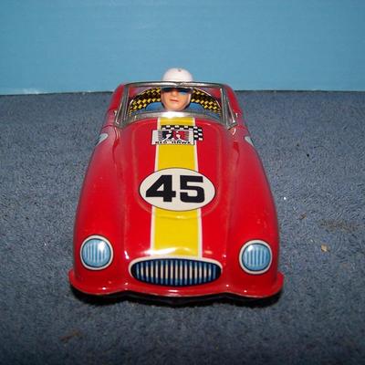 LOT 180 GREAT VINTAGE TIN LITHO RED HAWK RACE CAR FRICTION YONEZOWA/JAPAN