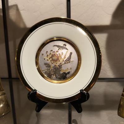 BRASS GOOSE HEAD BOOKENDS & CHOKIN PLATE