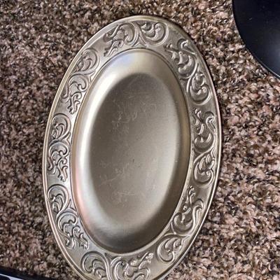 PEWTER SOAP DISH, BRONZE SHOWER HEAD, AND WASTE CAN, TAYLOR SCALE AND SEAT CUSHION