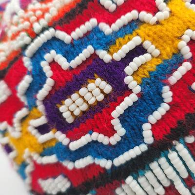 Peruvian Hand Beaded Rainbow Tassel Beanie