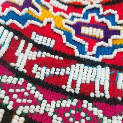 Peruvian Hand Beaded Rainbow Tassel Beanie