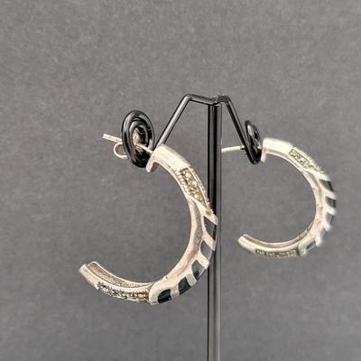 Two Pairs Sterling Silver & Onyx Earrings 22.3gr