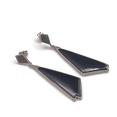 Two Pairs Sterling Silver & Onyx Earrings 22.3gr