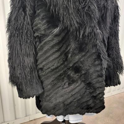 Black Faux Fur Coat 33" Long Size M