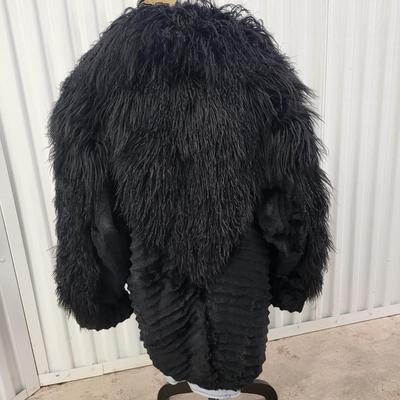 Black Faux Fur Coat 33" Long Size M
