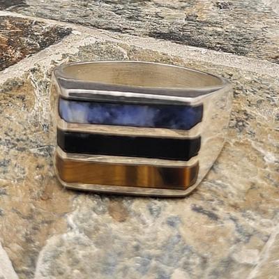Men's Vintage Mexico Multi-Stone Inlay Ring 15.3gr